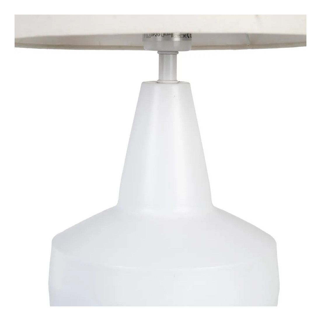 Lampe moderne bois et métal avec abat-jour blanc