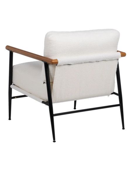 Fauteuil de salon contemporain en tissu moumoute blanc