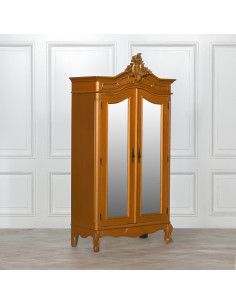 Chambre à coucher - Armoire avec mirroir, Pin Bois massif Noix -  Dimensions: 195 x 162 x 60 cm (H x L x P), Türen Anzahl 4, Höhe (cm) 195,  Länge/Tiefe (cm)