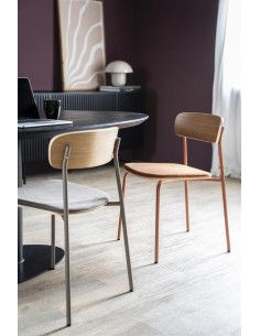 Oxford - lot de 6 chaises capitonnées en velours gris - style contemporain  - pieds en bois - salle à