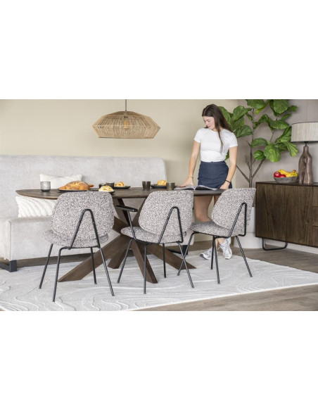 Fauteuil de repas en tissu et métal Jon